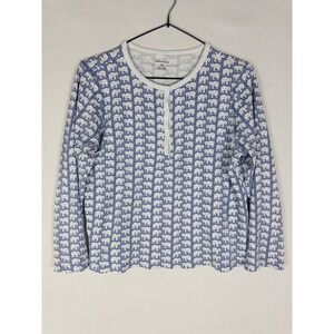 Roller Rabbit Pajama Top Womens XS Allover Print Elephant Pullover
